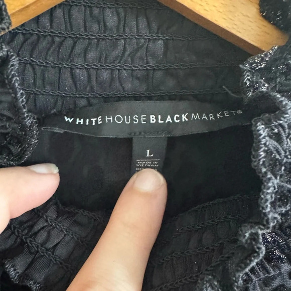 WHBM Black burnout mock neck long sleeve blouse top in leopard velvet size M - Picture 6 of 7